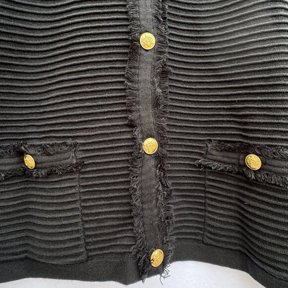 J. CREW Black Textured Cropped Knit Jacket Gold Buttons Trims New Plus Sz 2X - Picture 5 of 8